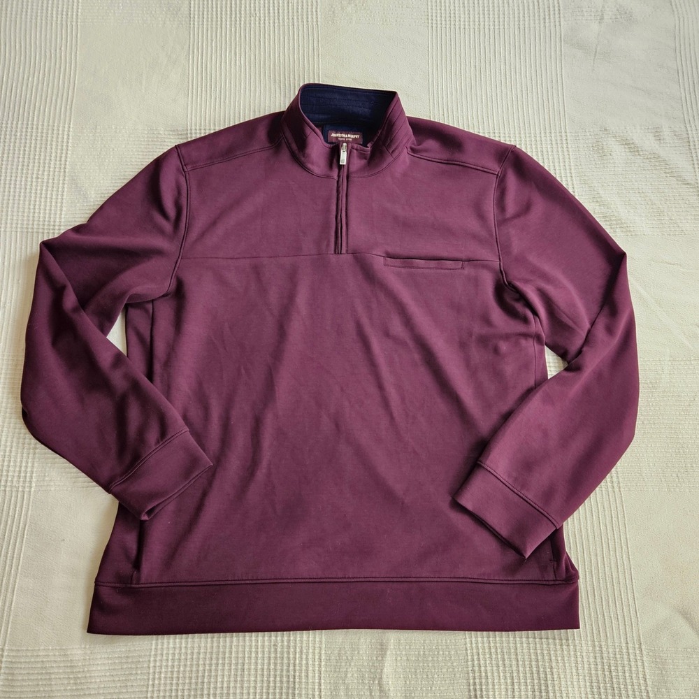 Johnston & Murphy Purple Burgundy Quiet Luxury Quarter Zip Sweater Men XL